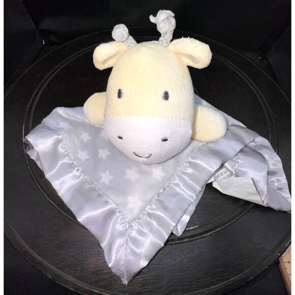 Cuddle Time, giraffe, with satin gray trim and back, Giraffe lovey - Picture 1 of 6